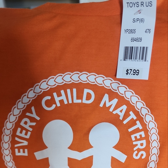 TOYS R US Unisex Child/Youth Every Child Matters Short Sleeve Orange T-shirt - Picture 3 of 3